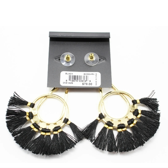 REBECCA MINKOFF ROUND GOLD TASSEL DROP EARRINGS - Picture 2 of 2